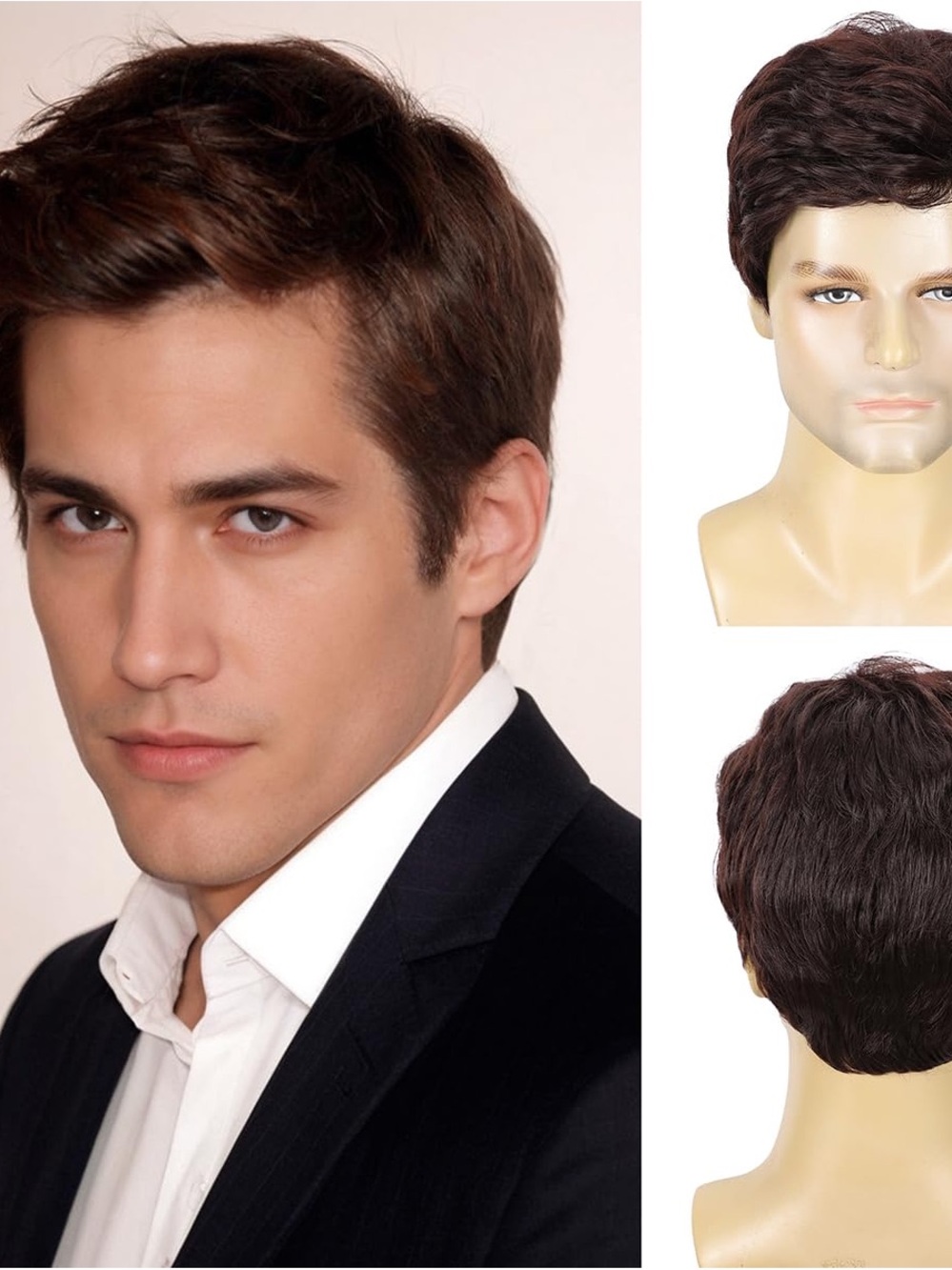 Men's Short Natural-Look Wig - Dark Brown